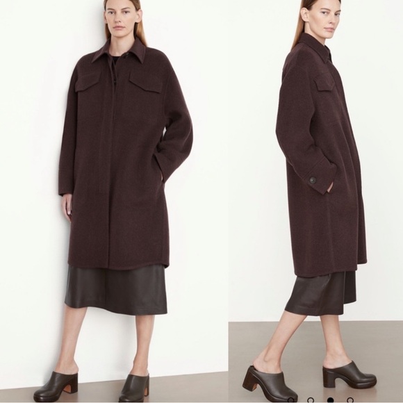 VINCE. Brushed Wool Blended Collared Single Breasted Shirt Coat Sz 1x - Picture 4 of 14